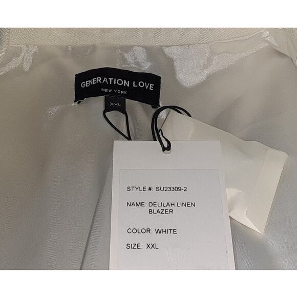 (50% OFF) NWT Generation Love Delilah Linen Blazer in White XXL MSRP: $385 - Picture 2 of 4